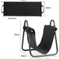 Brennholzregal mit Segeltuch-Tragetasche Kaminholzhalter mit Robustem Metallrahmen Schwarz