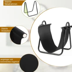 Brennholzregal mit Segeltuch-Tragetasche Kaminholzhalter mit Robustem Metallrahmen Schwarz