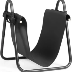 Brennholzregal mit Segeltuch-Tragetasche Kaminholzhalter mit Robustem Metallrahmen Schwarz