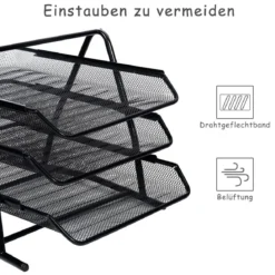 Briefablage Papierablage Briefhalter Bürozubehör Metall 3 Ebene