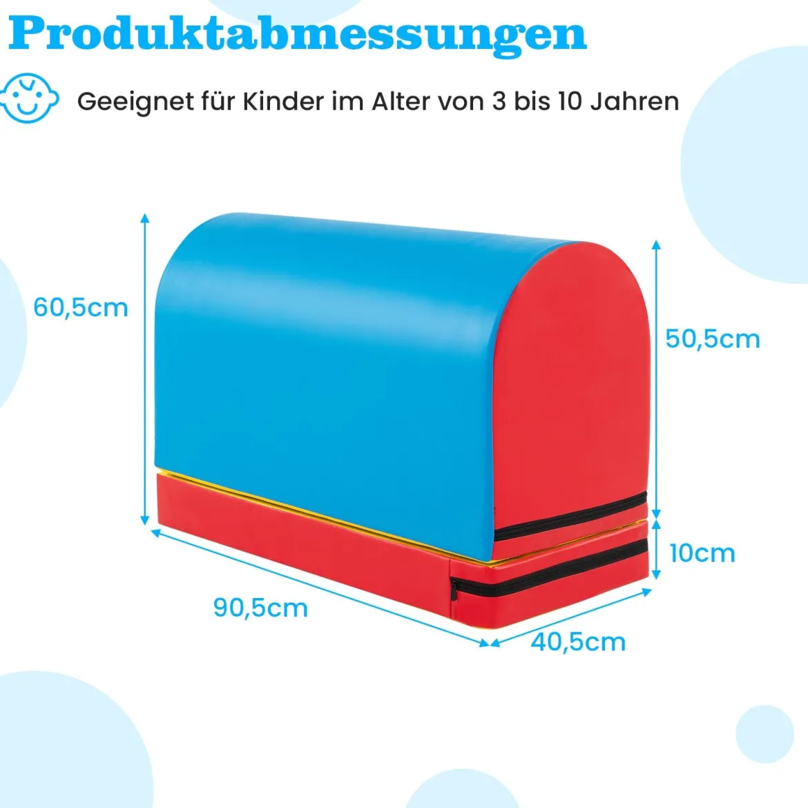Briefkasten-Turnmatte Gymnastik-Sprungkasten mit abnehmbarem Mattenauflage Blau + Rot