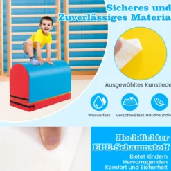 Briefkasten-Turnmatte Gymnastik-Sprungkasten mit abnehmbarem Mattenauflage Blau + Rot