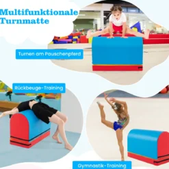 Briefkasten-Turnmatte Gymnastik-Sprungkasten mit abnehmbarem Mattenauflage Blau + Rot