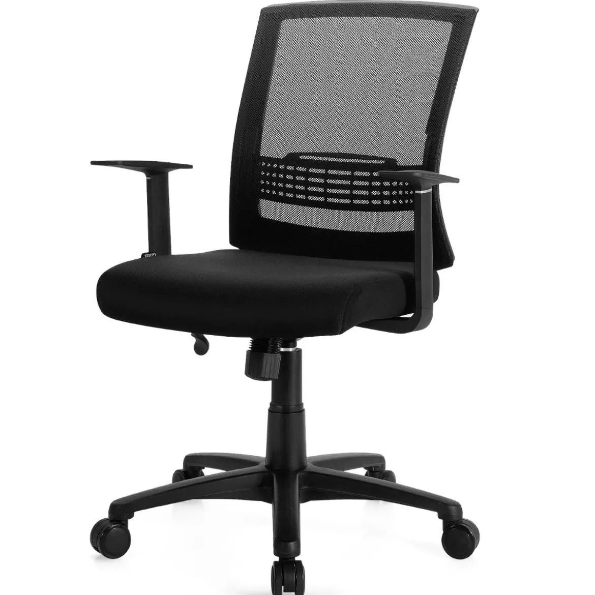 Bürodrehstuhl Ergonomischer Bürostuhl mit Lendenwirbelstütze 71 x 71 x 91-101 cm Schwarz