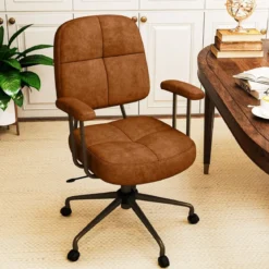 Bürostuhl ergonomischer Drehstuhl mit Armlehnen & Rollen Computerstuhl gepolstert höhenverstellbar
