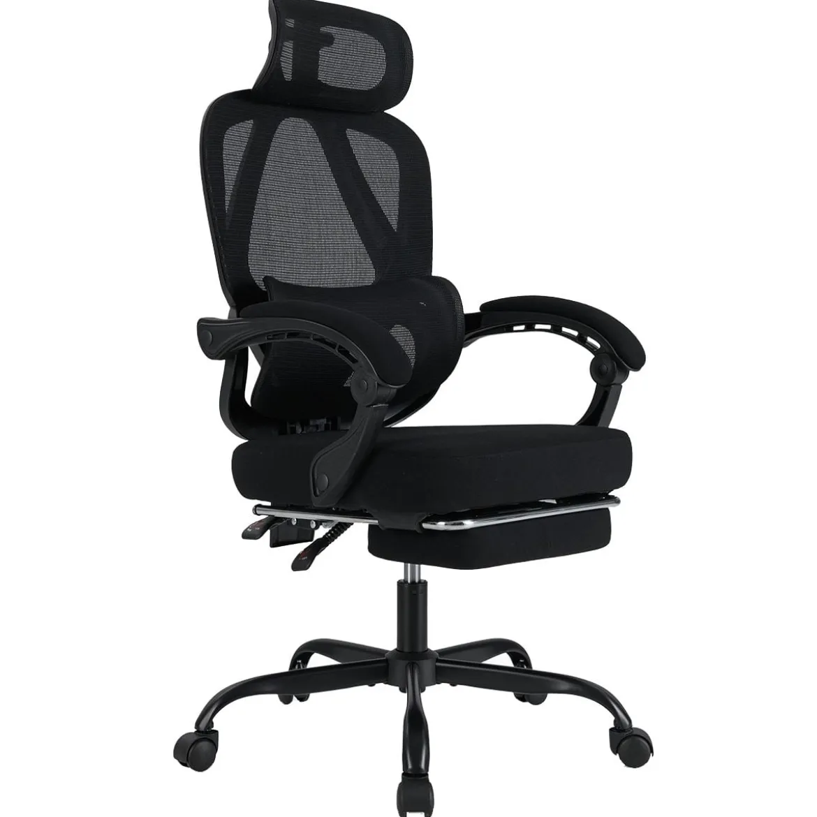 Bürostuhl ergonomisch mit einziehbarer Fußstütze Schreibtischstuhl mit Verstellbarer Rückenlehne Drehstuhl für Zuhause