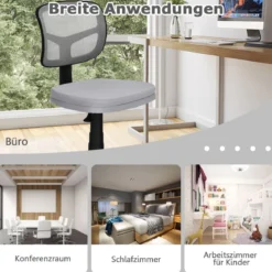 Bürostuhl höhenverstellbarer Computerstuhl 360° drehbar 50 x 50 x 79-91 cm Grau