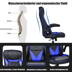 Bürostuhl höhenverstellbar Gaming Stuhl Racing Stuhl Arbeitsstuhl Computerstuhl Blau