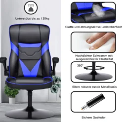 Bürostuhl höhenverstellbar Gaming Stuhl Racing Stuhl Arbeitsstuhl Computerstuhl Blau