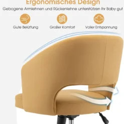 Bürostuhl mit gebogener Rückenlehne Drehstuhl mit mittlerer Rückenlehne und Schaukelmodus Gelb