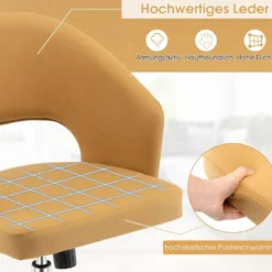 Bürostuhl mit gebogener Rückenlehne Drehstuhl mit mittlerer Rückenlehne und Schaukelmodus Gelb