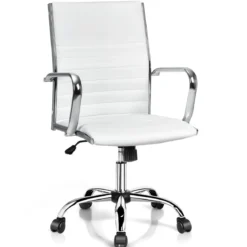 Bürostuhl mit hoher Lehne ergonomischer Computerstuhl Rückenlehne 55 x 60 x 95-105 cm Weiß
