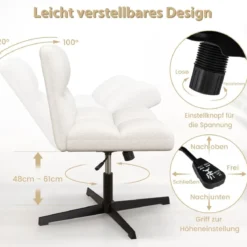 Bürostuhl mit Lammfellimitat & Breitem Sitz & Wippfunktion Höhenverstellbarer Schreibtischstuhl