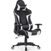 Bürostuhl mit Lendenkissen & Kopfstütze Ergonomischer Gaming Stuhl Schwarz + Weiß