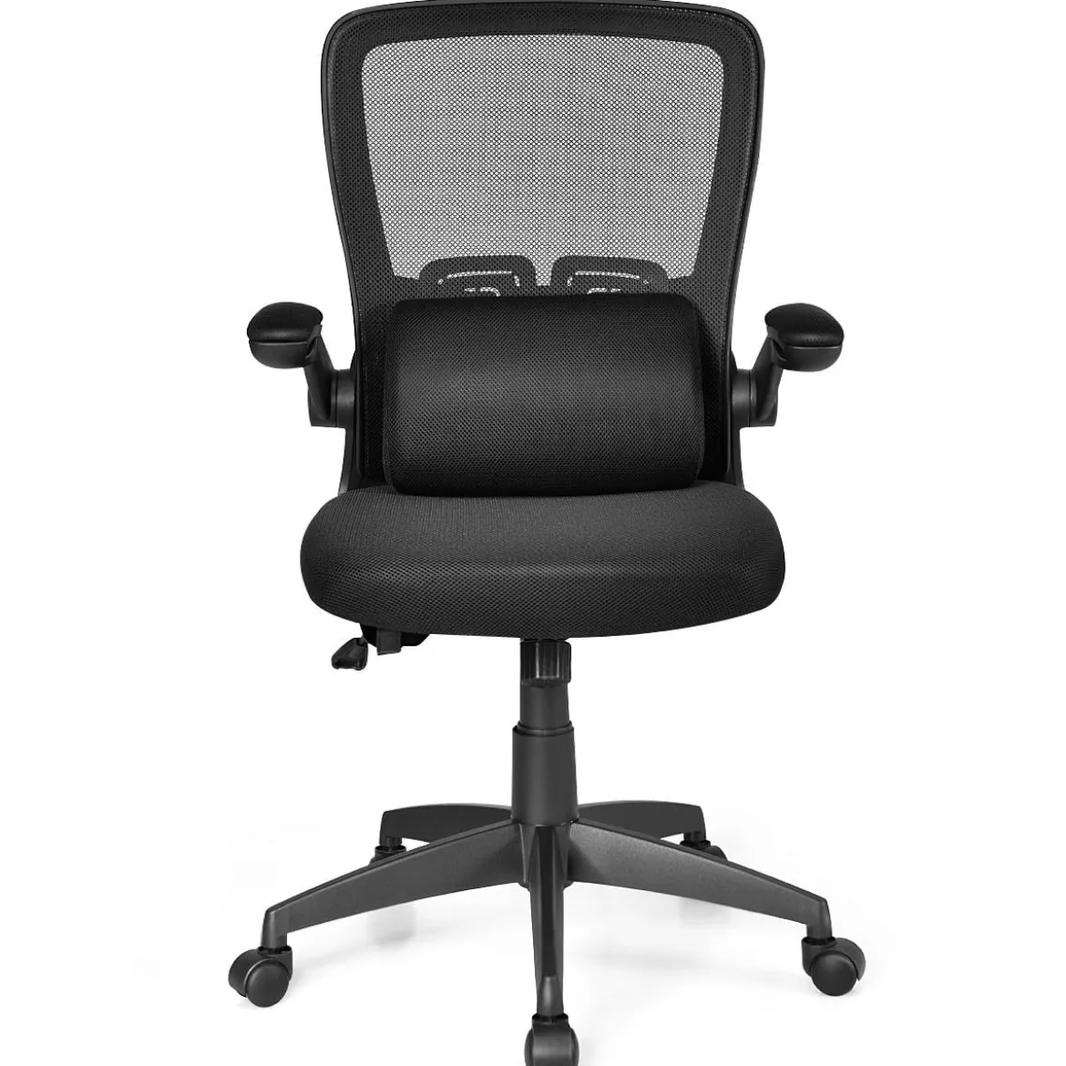 Bürostuhl mit Massagefunktion Höhenverstellbar Ergonomischer Schreibtischstuhl Drehstuhl mit Rückenlehne Schwarz