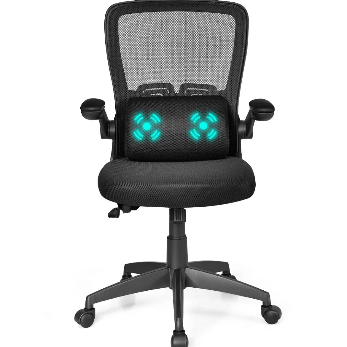 Bürostuhl mit Massagefunktion Höhenverstellbar Ergonomischer Schreibtischstuhl Drehstuhl mit Rückenlehne Schwarz