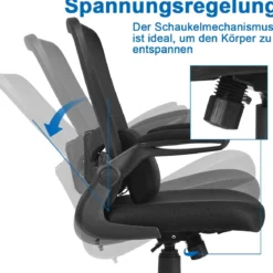 Bürostuhl mit Massagefunktion Höhenverstellbar Ergonomischer Schreibtischstuhl Drehstuhl mit Rückenlehne Schwarz