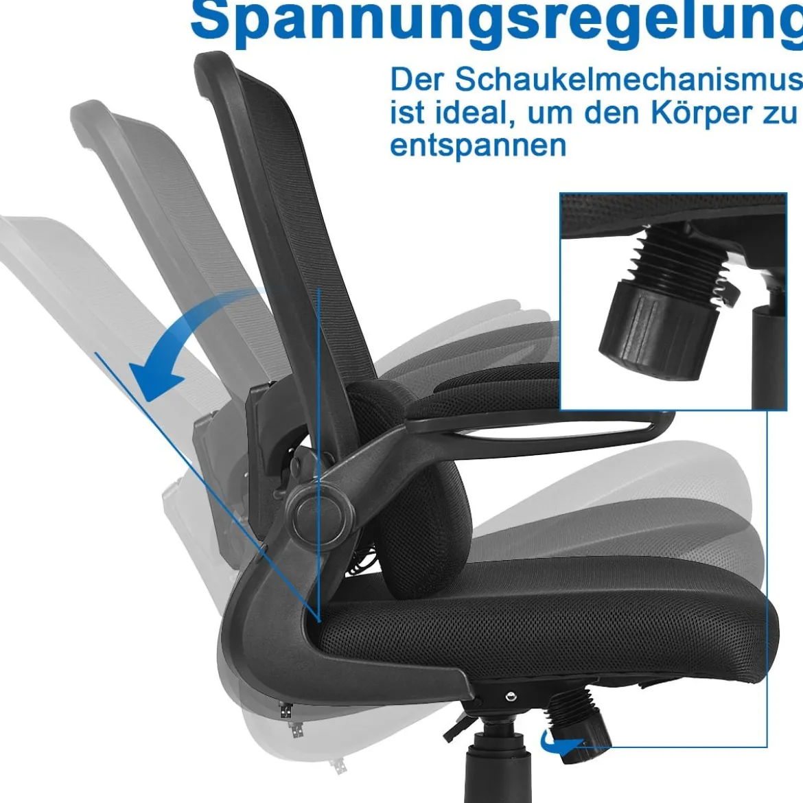 Bürostuhl mit Massagefunktion Höhenverstellbar Ergonomischer Schreibtischstuhl Drehstuhl mit Rückenlehne Schwarz
