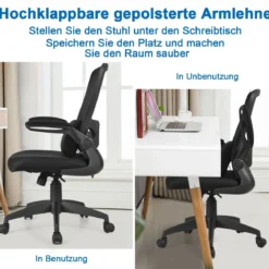 Bürostuhl mit Massagefunktion Höhenverstellbar Ergonomischer Schreibtischstuhl Drehstuhl mit Rückenlehne Schwarz
