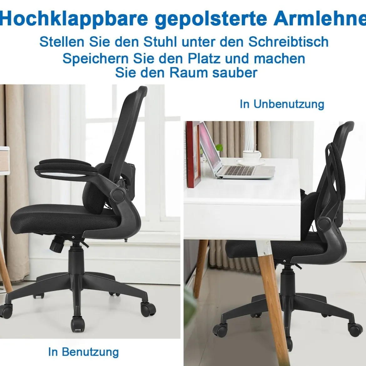 Bürostuhl mit Massagefunktion Höhenverstellbar Ergonomischer Schreibtischstuhl Drehstuhl mit Rückenlehne Schwarz