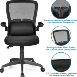 Bürostuhl mit Massagefunktion Höhenverstellbar Ergonomischer Schreibtischstuhl Drehstuhl mit Rückenlehne Schwarz
