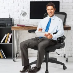 Bürostuhl mit Massagefunktion Höhenverstellbar Ergonomischer Schreibtischstuhl Drehstuhl mit Rückenlehne Schwarz