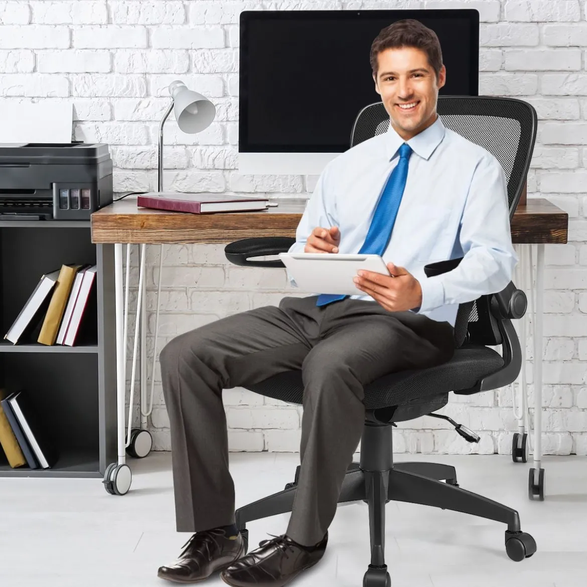 Bürostuhl mit Massagefunktion Höhenverstellbar Ergonomischer Schreibtischstuhl Drehstuhl mit Rückenlehne Schwarz