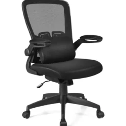 Bürostuhl mit Massagefunktion Höhenverstellbar Ergonomischer Schreibtischstuhl Drehstuhl mit Rückenlehne Schwarz