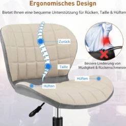 Bürostuhl Moderner Drehstuhl im Stil der Mitte des Jahrhunderts Beige + Grau