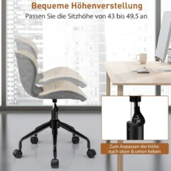 Bürostuhl Moderner Drehstuhl im Stil der Mitte des Jahrhunderts Beige + Grau