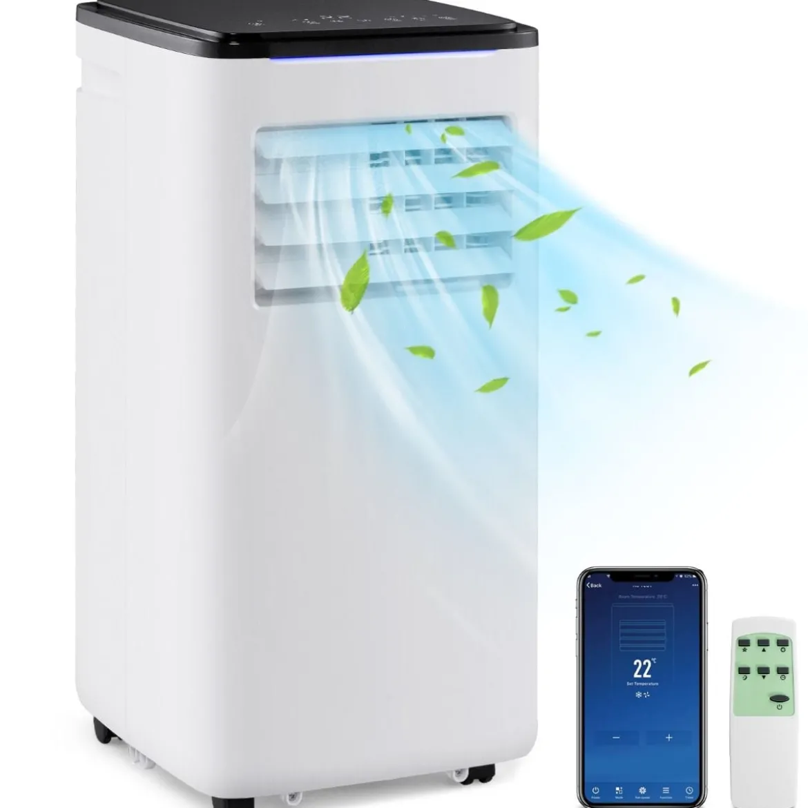 9000 BTU mobile Klimaanlage mit Abluftschlauch 4 in 1 Klimagerät mit Kühlen Weiß