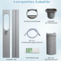 9000 BTU mobile Klimaanlage mit Abluftschlauch 4 in 1 Klimagerät mit Kühlen Weiß