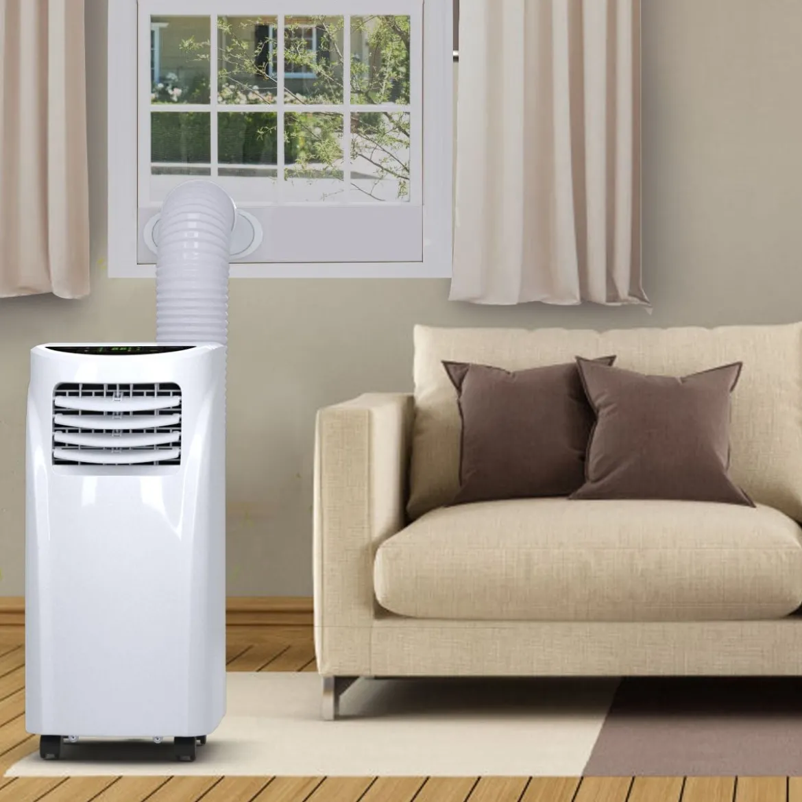 7000 BTU Tragbare Klimaanlage mit Fernbedienung Kühlmodus mobile Klimaanlage 32 x 36 x 62,5 cm Weiß