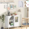 Buffetschrank mit Glastür & Offenem Regal & Metallbeinen Sideboard 80 x 30 x 80 cm Weiß