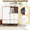 Buffet-Sideboard Mittelalter moderner Aufbewahrungsschrank mit 4 Schubladen & offenem Fach Natur