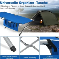 Campingbett Feldbett Klappbett Liege Bett Campingliege bis 204 kg belastbar 190 x 73 x 42cm Blau