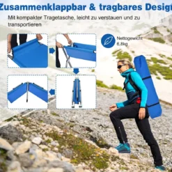 Campingbett Feldbett Klappbett Liege Bett Campingliege bis 204 kg belastbar 190 x 73 x 42cm Blau
