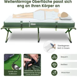 Campingbett mit Vorzelt & Luftmatratze & Schlafsack & Kissen Campingliege mit Tragetasche