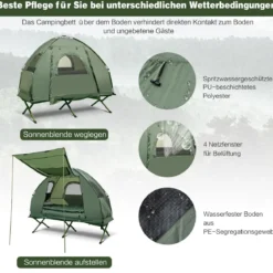Campingbett mit Vorzelt & Luftmatratze & Schlafsack & Kissen Campingliege mit Tragetasche