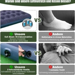 Campingbett mit Vorzelt & Luftmatratze & Schlafsack & Kissen Campingliege mit Tragetasche