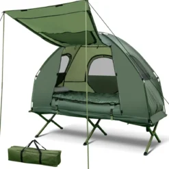 Campingbett mit Vorzelt & Luftmatratze & Schlafsack & Kissen Campingliege mit Tragetasche