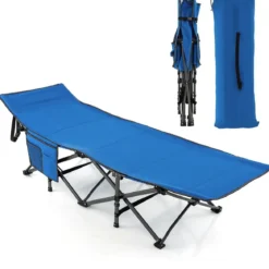 Campingbett Strapazierfähiges Reisebett mit Kopfstütze 190 x 70 x 54 cm Blau