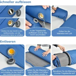 Camping Isomatte Schlafmatte inklusive Tragetasche 10 cm Dick Blau