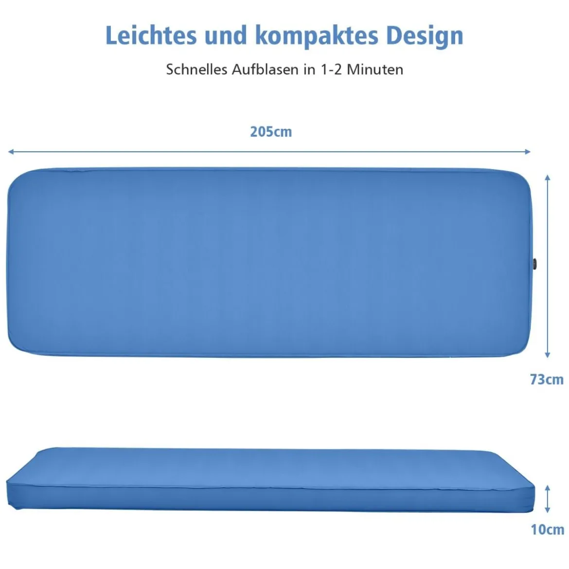 Camping Isomatte Schlafmatte inklusive Tragetasche 10 cm Dick Blau