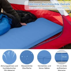 Camping Isomatte Schlafmatte inklusive Tragetasche 10 cm Dick Blau