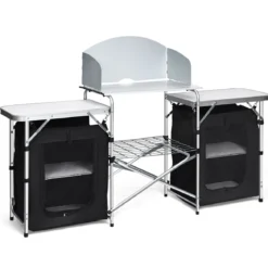 Campingküche 4 Fächer & 3 Bretter Reiseküche Campingschrank Stoffschrank Faltschrank Küchenbox Alu mit Tragetasche