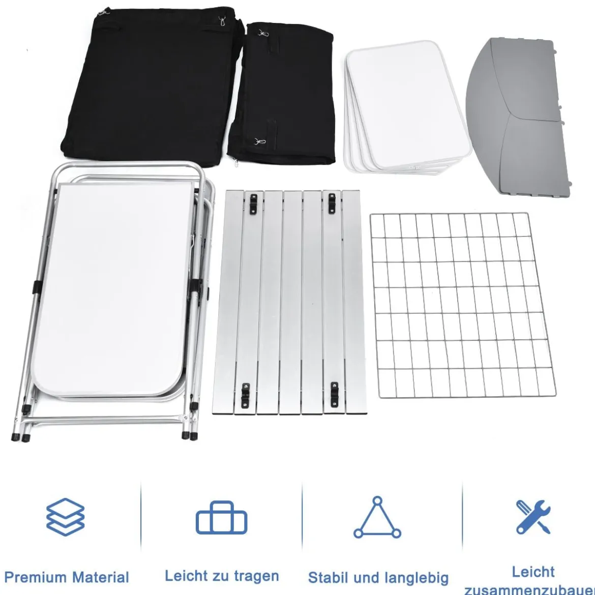 Campingküche 4 Fächer & 3 Bretter Reiseküche Campingschrank Stoffschrank Faltschrank Küchenbox Alu mit Tragetasche