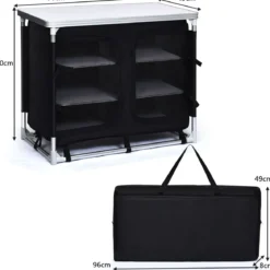 Campingküche 6 Fächer & 1 Bretter Reiseküche Faltschrank Outdoor Camping Kochtisch Alu mit Tragetasche