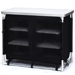 Campingküche 6 Fächer & 1 Bretter Reiseküche Faltschrank Outdoor Camping Kochtisch Alu mit Tragetasche