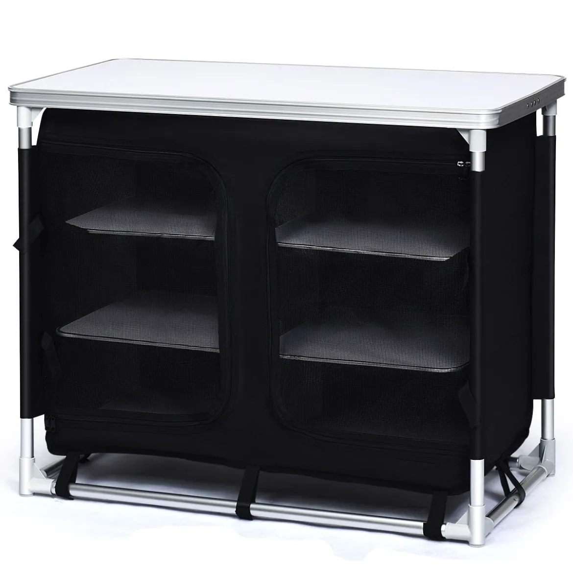 Campingküche 6 Fächer & 1 Bretter Reiseküche Faltschrank Outdoor Camping Kochtisch Alu mit Tragetasche